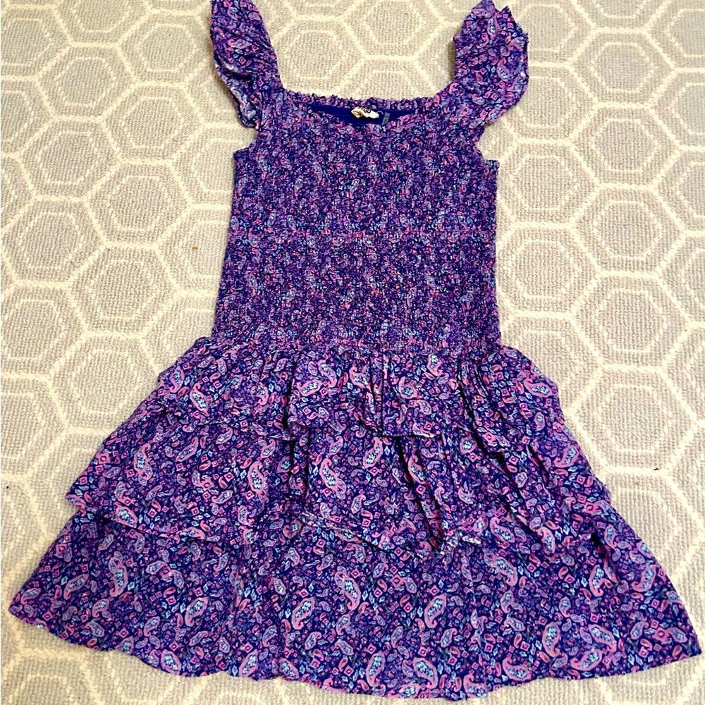 Ever After Girls’ flutter sleeve tiered ruffle dress w/ smocked bodice. Size 12